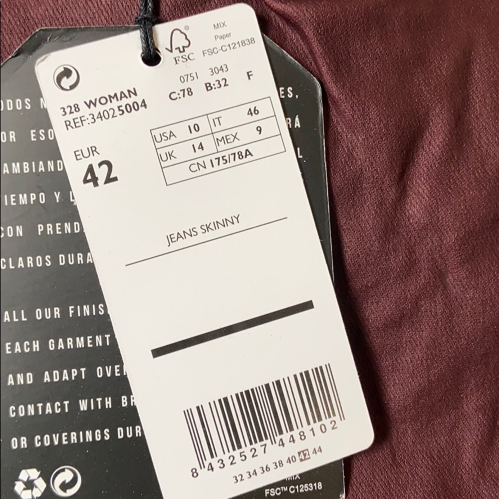 MANGO skinny coated jeans in burgundy stretch - Picture 4 of 8